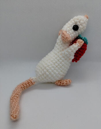 Crochet Rat + Strawberry